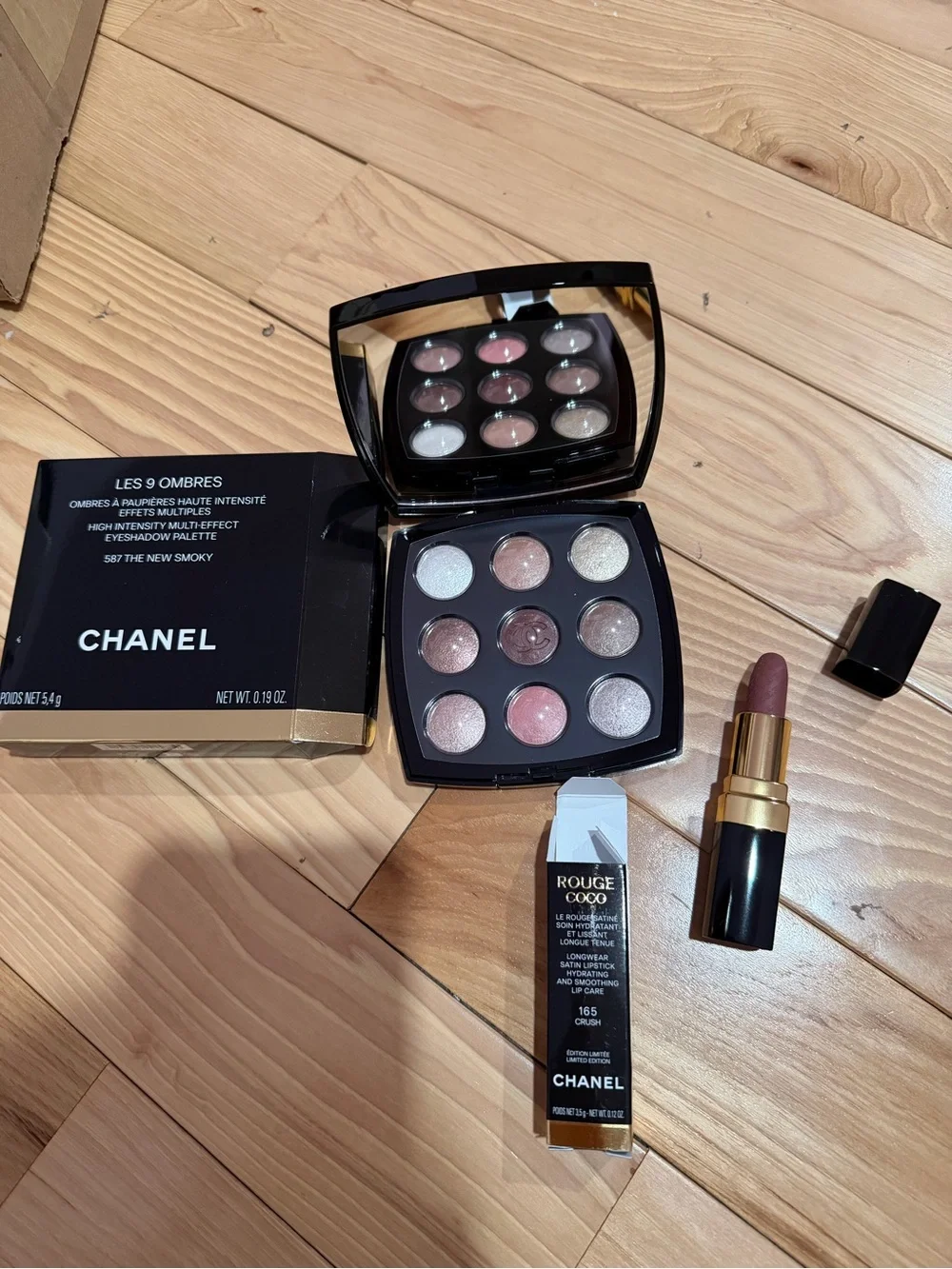Chanel 587 eyeshadows and 165 crush lipstick